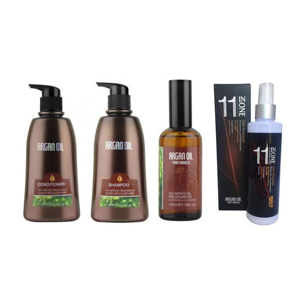 Moroccan Argan Oil 4 Pack - Shampoo750-Conditioner 350-Argan Oil-11 in One