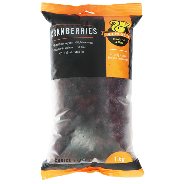 Alman's Delicious, Fresh, Dried Cranberries Pack of 1kg (Premium Grade)