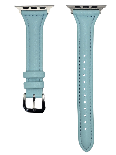 Slim Feminine Faux Leather Strap for Apple Watch 42/44/45/49mm-Light Blue