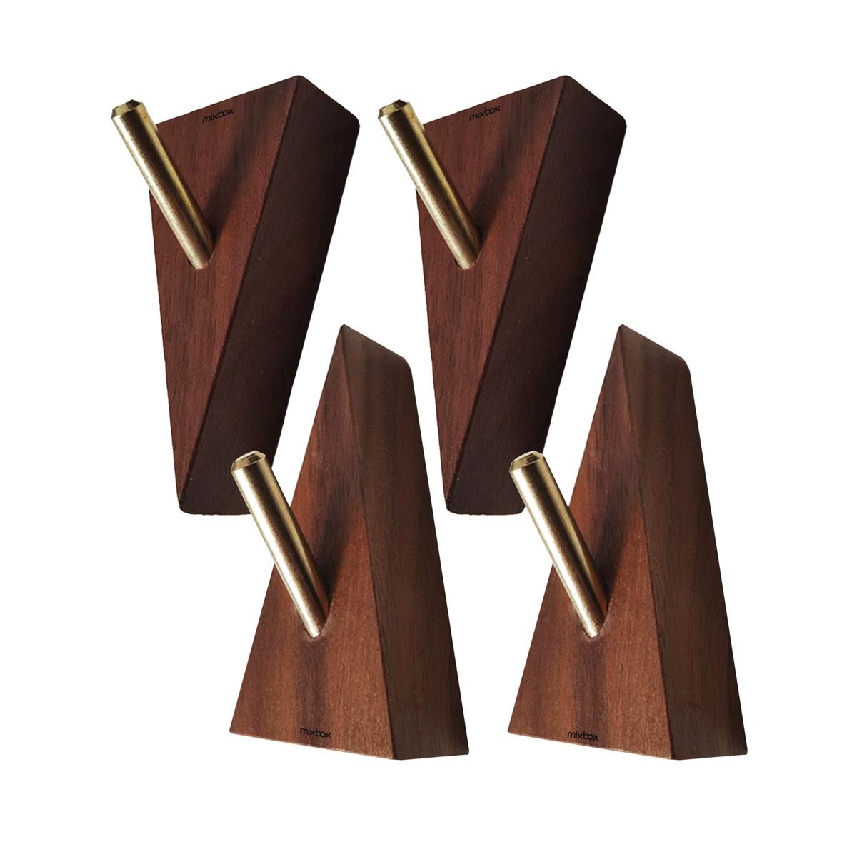 Mix Box Wall Mounted Walnut Clothes Hanger Coat Hook- 4pieces