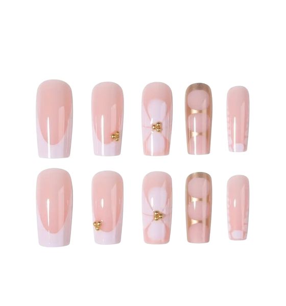 White Flower French Nails