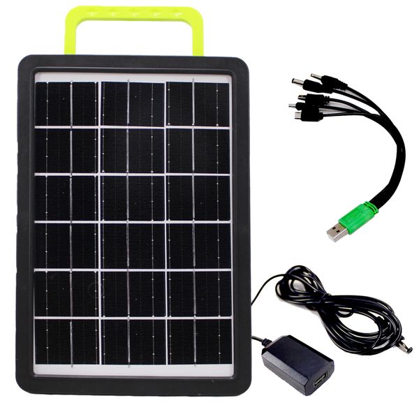 8W Solar Panel with Inbuilt Battery &amp; Rear Flashlight Portable Charging Kit