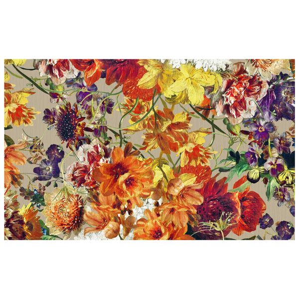 Orange Painted Flowes on Wood Rectangle Tablecloth