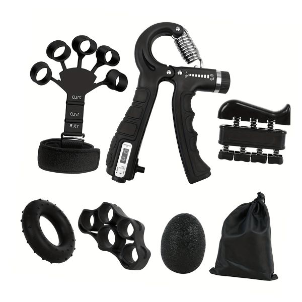 6Piece Grip Strength Trainer Kit With Bag Fitness Hand Gripper Strengthener