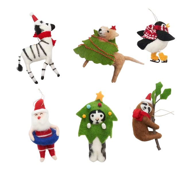 Tinsel &amp; Timber - Santa's Friends And Helpers Hanging Décor - 6pc