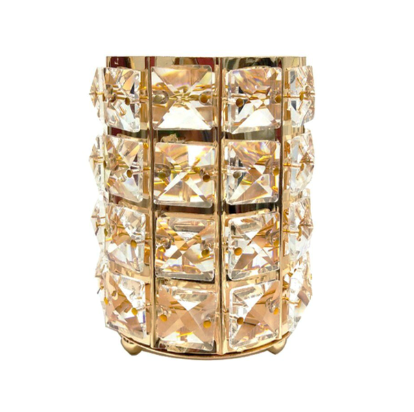 Metal Makeup Brush Holder Organizer Bling Cosmetics Tools Container - Round