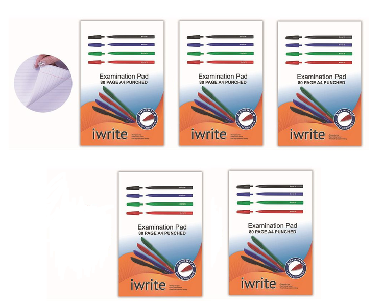 Treeline Exam Pads 80 Sheet Feint &amp; Margin - Punched - Pack of 5
