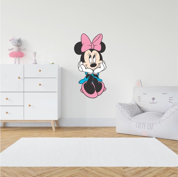 Minnie Mouse Sitting With Hands In Her Face Decal