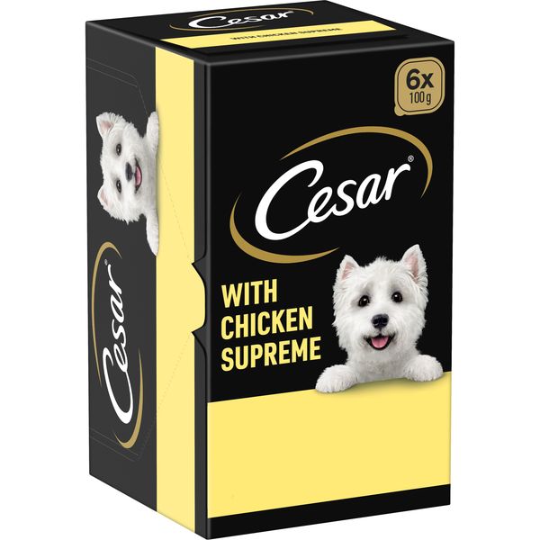 Cesar Adult Wet Dog Food with Chicken Supreme 100g Multipack Pack of 6