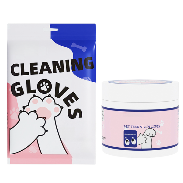 6 Pieces Pet Grooming Glove Wipes and 100 Pieces Pet Tear Stain Wipes