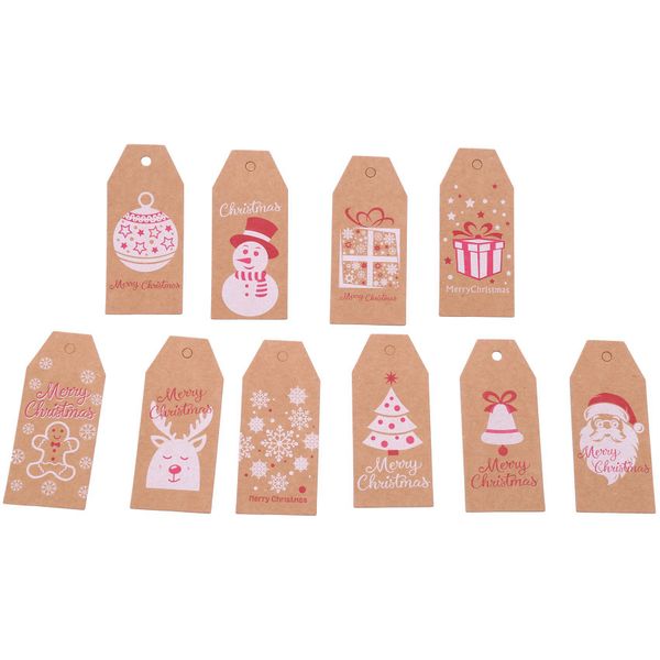 100Pcs 10 Styles Present Gift Tags with 100 Feet Cotton &amp; Jute String