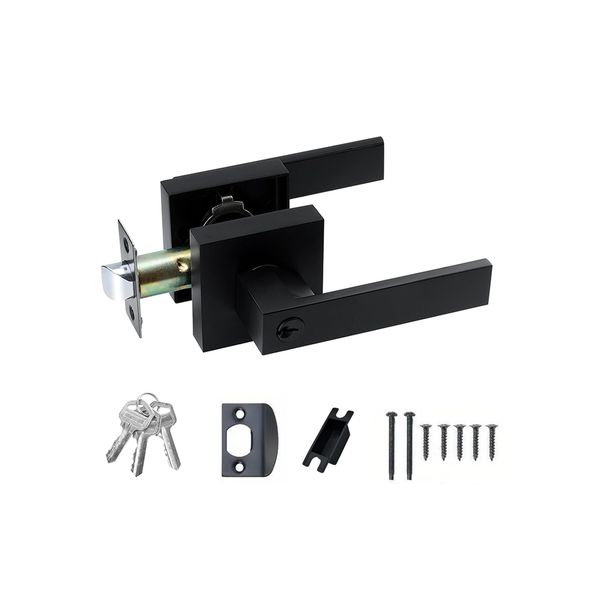 Alanes Door Handle Square Door Lock Kit Front Door Entry Door Lock Kit