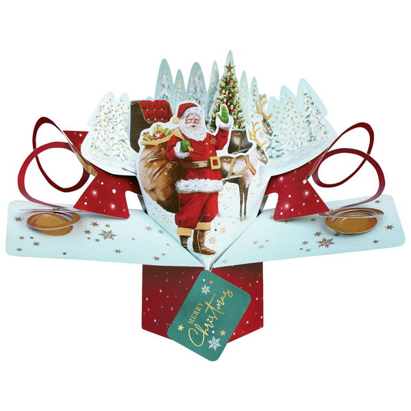 Santa &amp; Sleigh 3D Pop Up Christmas Greeting Card