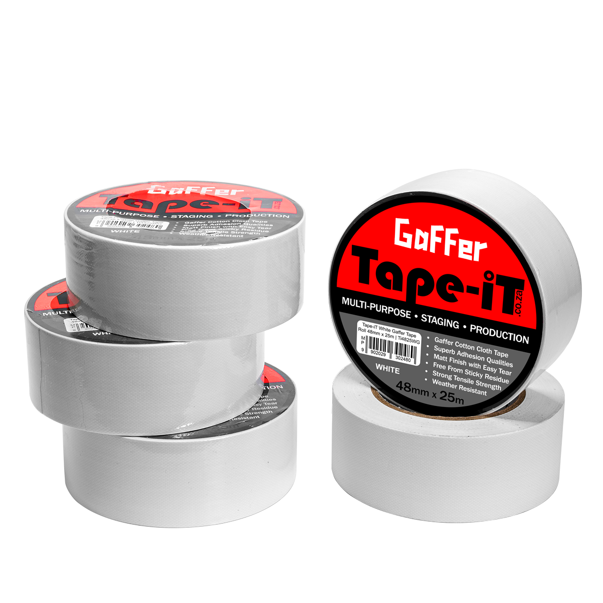 tape-it-5-pack-of-2inch-white-gaffer-tape-rolls-48mm-x-25m-ti4825wg5