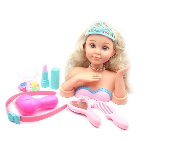 Kids Pretend Play Fashion Beauty Doll Makeup Set Toy Hair Styling Head Doll