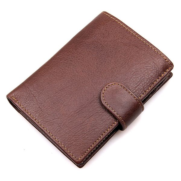 Dark Brown Genuine Leather Men's Trifold Wallet - RFID Anti-theft Swipe