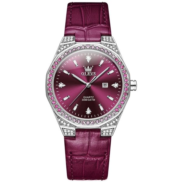 Women's Watches Leather Strap Waterproof Luminous Red