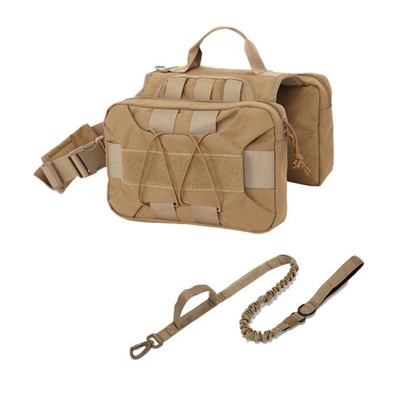 Tactical Dog Backpack Dog Harness &amp; Leash Cover Set - Mud Color