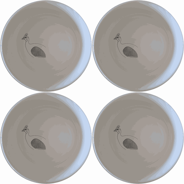 South African Helmeted Guineafowl Bowl Set of 4 - Range 3
