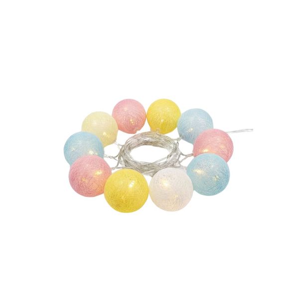 2M Multicolor Cotton Ball String Lights - 10 LED Warm White - QYD-22