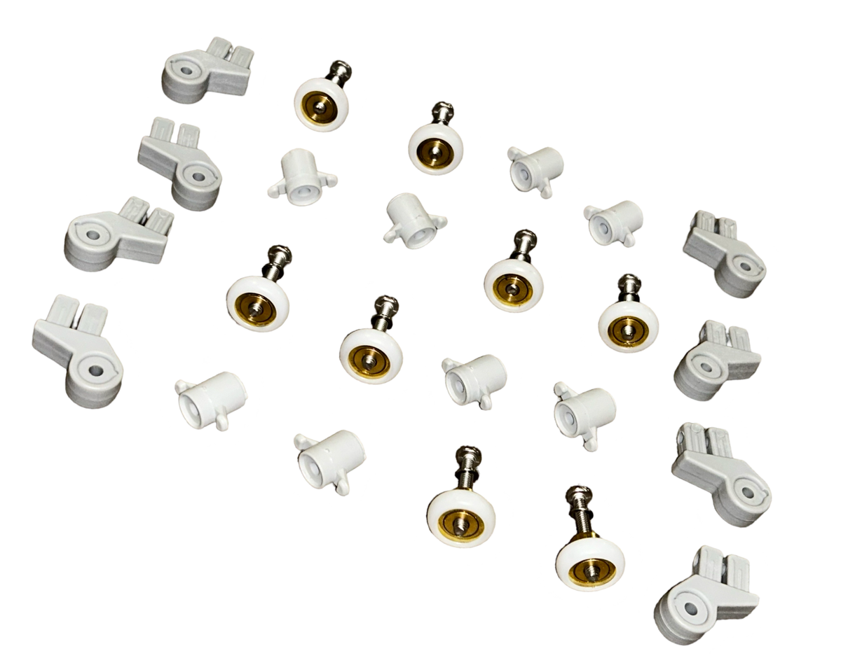 Shower Door Brackets, Rollers with Screws & Spacers Combo 8