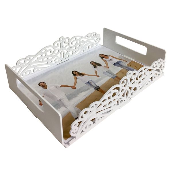 Photo Frame Tray - White Acrylic, Easy to Clean