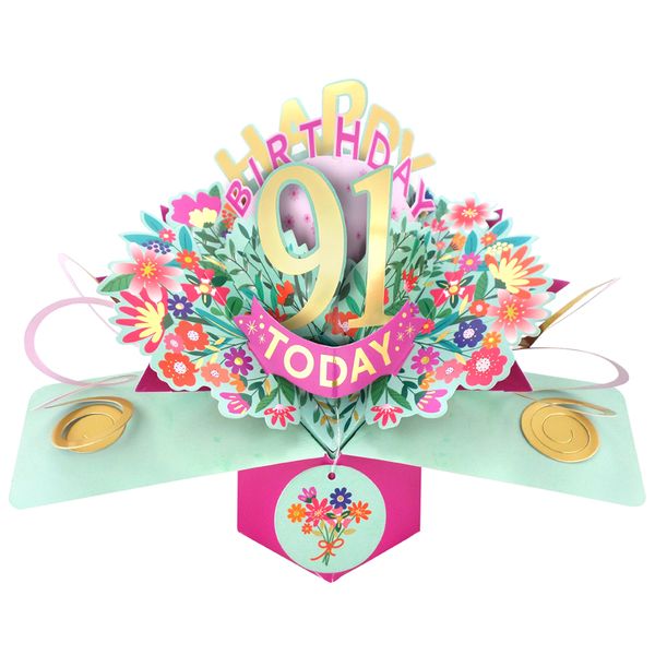 Happy 91st Birthday 3D Pop Up Card - Female