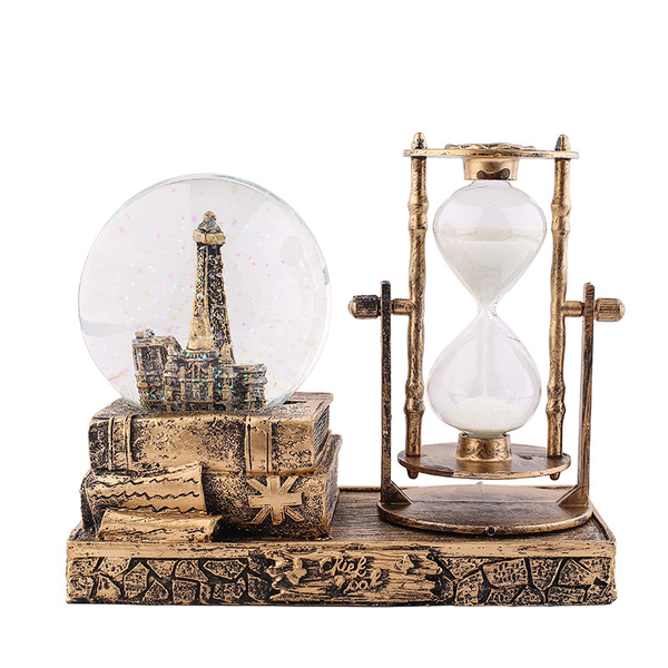 Music Snow Globe with Hourglass Vintage Castle Tower Home Decoration