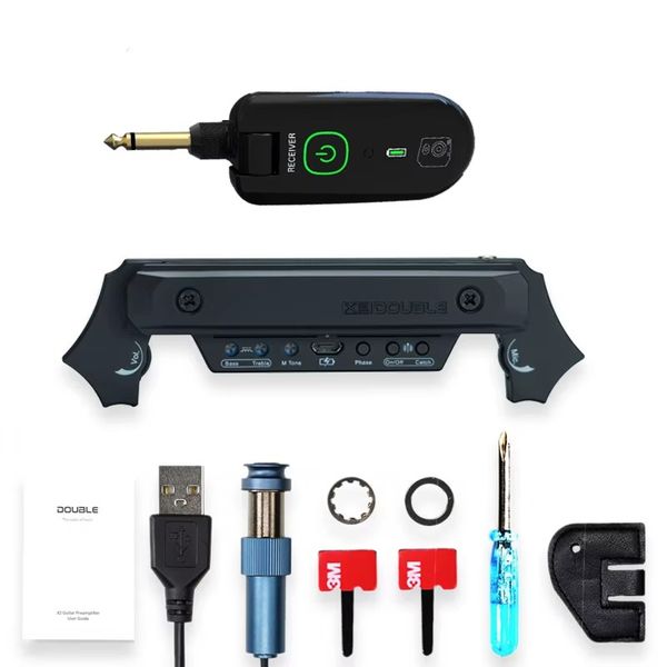 Acoustic Guitar Wireless Soundhole Pickup Upgraded Receiver MIC