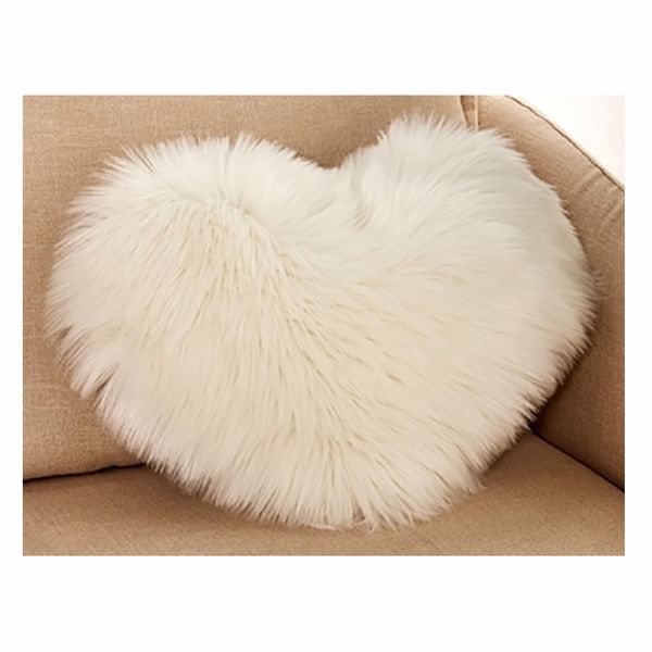 Faux Fur Heart Cushion