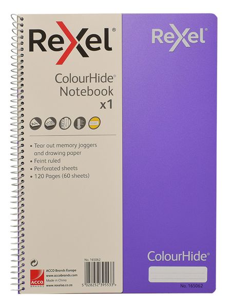 Rexel Notebook A4 Feint and Ruled Perforated Pages Purple