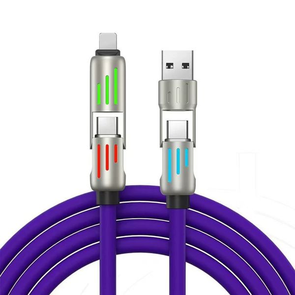 240w 4-in-1 USB C Cable,Multi Charger Cable with Breathing Light,1.5m