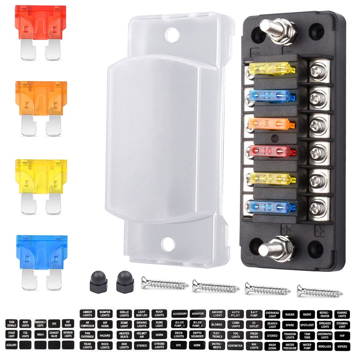 Fireproof & Durable Fuse Box - 6 Way with Ground Bus