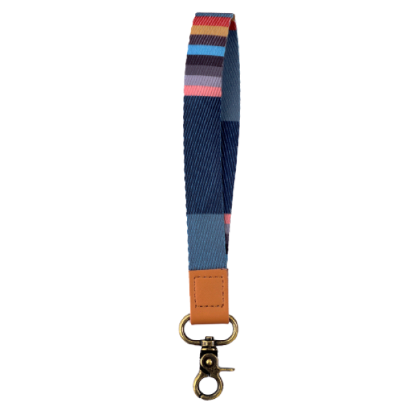 Wrist Lanyards Key Chain Holder Wristlet Car Keychain For Women Blue Stripe