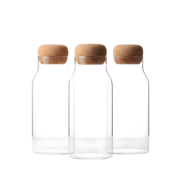 3 Pack - 150ml Transparent Glass Storage Jar With Cork Lid