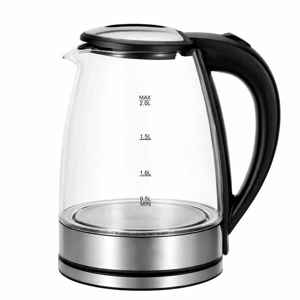 Electric Kettle Cordless Glass Kettle 2L 1500W Fast Boil Auto Shut-Off