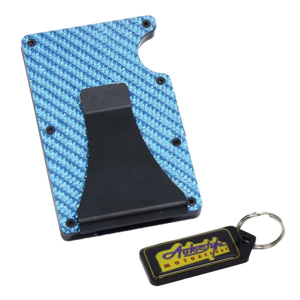 RFID Blocking Carbon Fiber Wallet with Money Clip Card Holder &amp; Key Holder