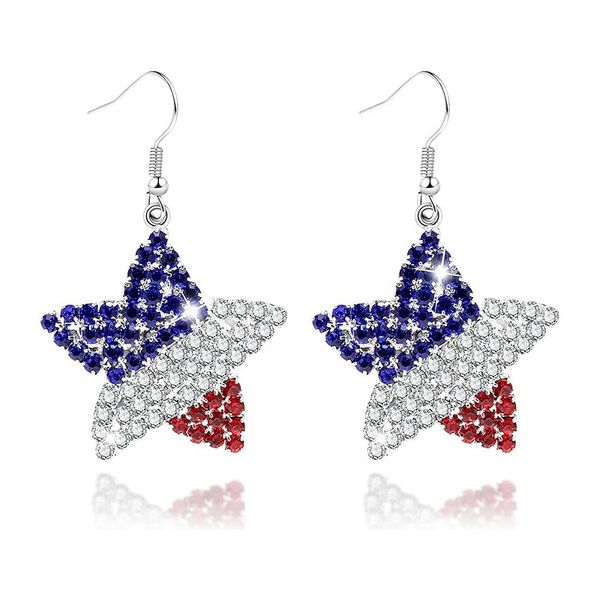 Shiny Star Drop Earrings with Rhinestones, Women's Earrings