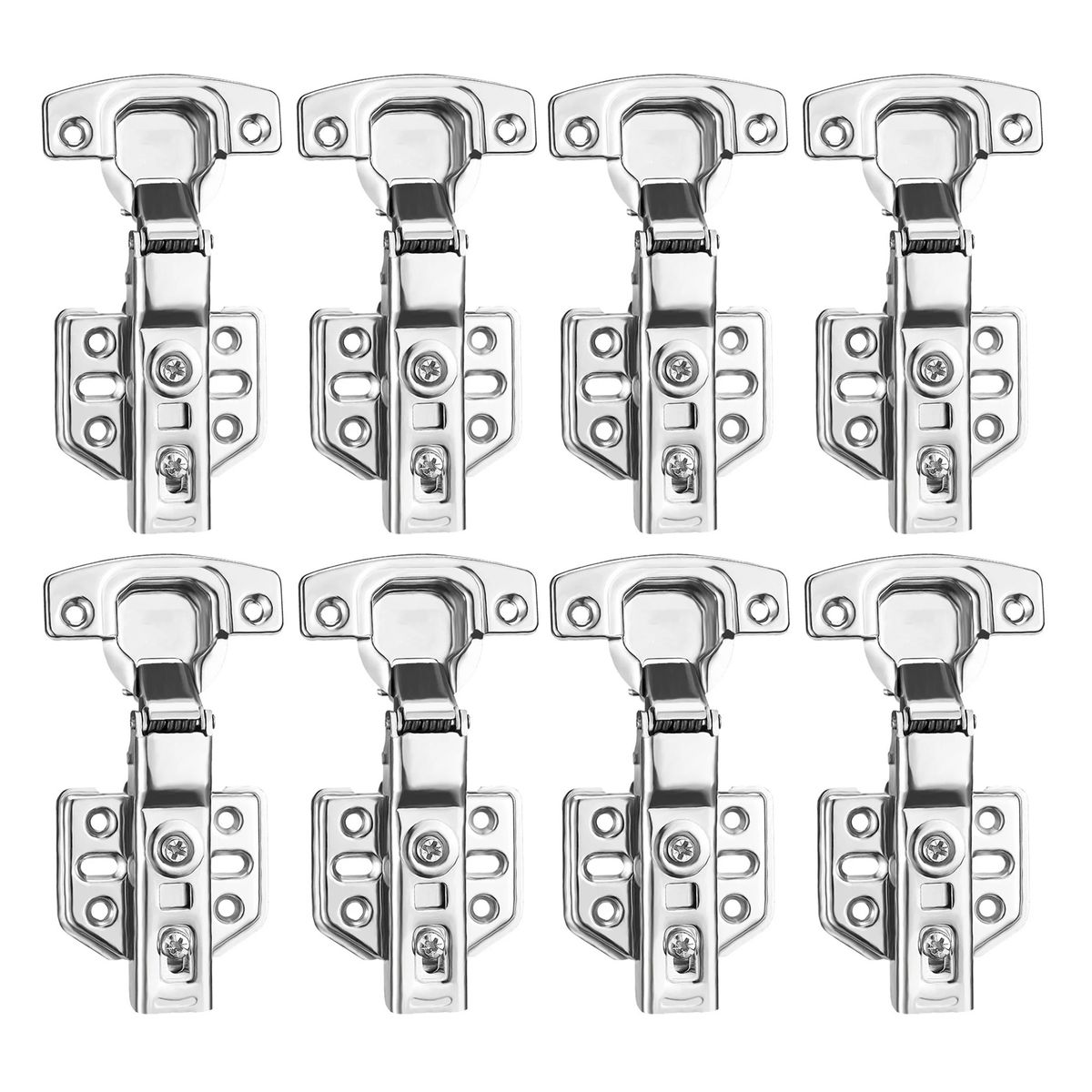 8 PCsStainless Steel Cabinet Door Hydraulic Half Overlay Mute Damping Hinge