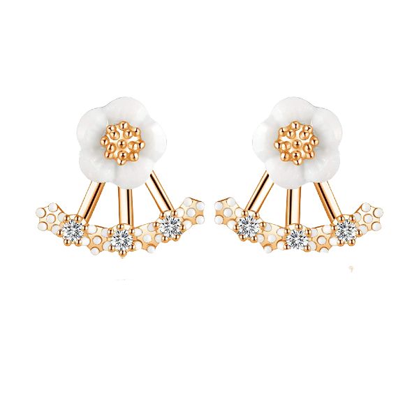Crystal Stud Women's Earrings - Gold
