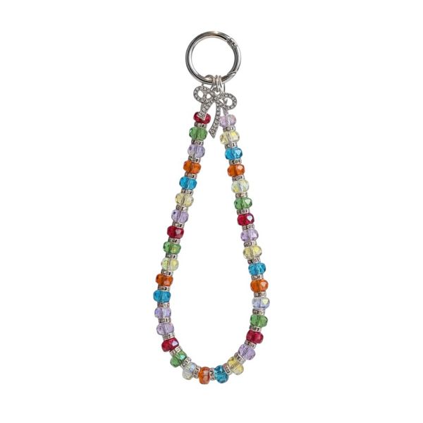 Dazzling Crystal Beaded Mobile Phone Chain with Pavé Bow