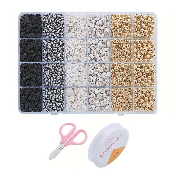 Craft DIY Clay Spacer Bead with Crafting Supplies Jewellery Kit - White