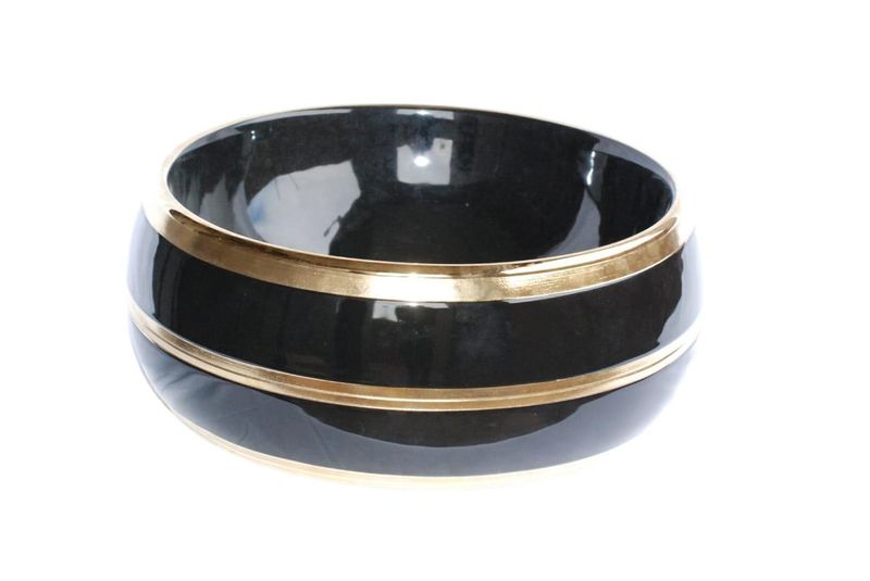Round Glossy Gold and Black Bathroom Basin