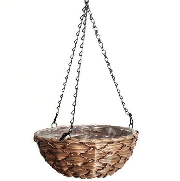 PH Garden - Small Round Plastic Lined Hanging Basket Tan