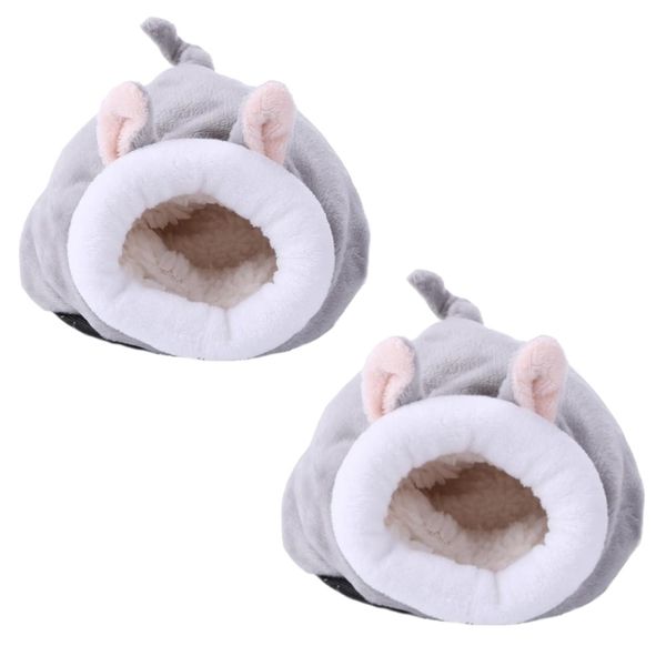 Pet Hamster Genie Pig Soft Plush Nesting Bed Animal Design - Set of 2 Grey