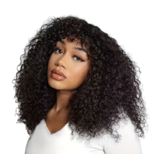 Brazilian Hair Curly Fringe Wig With Volume