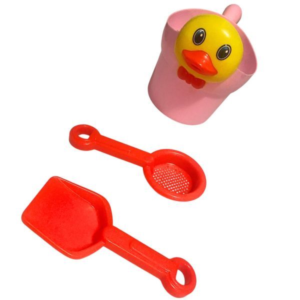 3 Piece Beach BucketSand Toy Playkit - Duck Shaped Bucket &amp; 2 Spades
