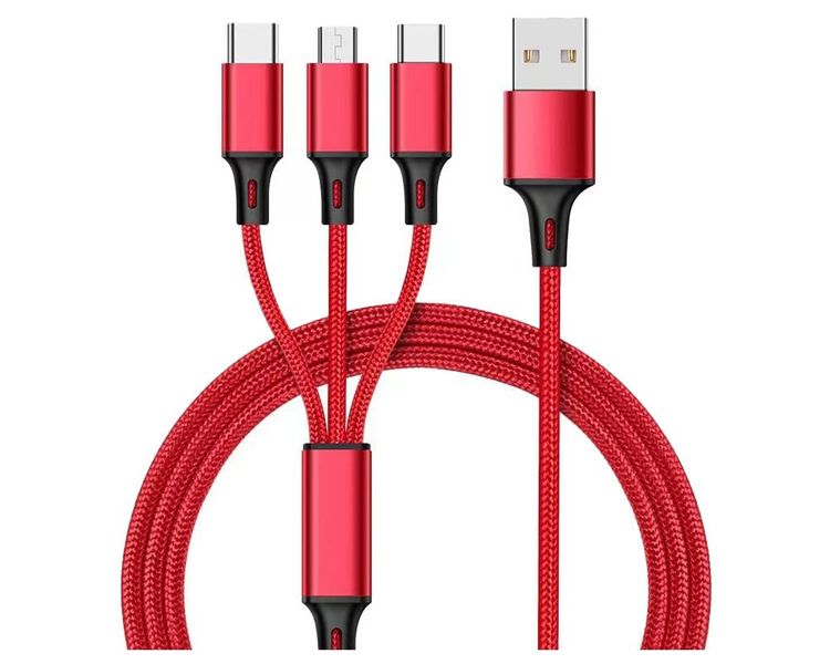 Multi Charging Cable 3 in 1 Nylon Braided Multiple USB Fast Charging Cable