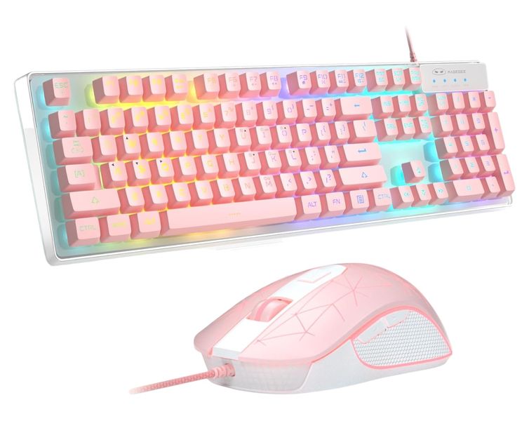 MAGEGEE - K1 - RGB Backlit Keyboard &amp; Mouse with Floating Keycaps - Pink