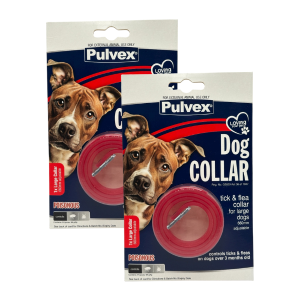 Pulvex Dog Collar for Fleas &amp; Ticks - Large Dogs - Pack of 2
